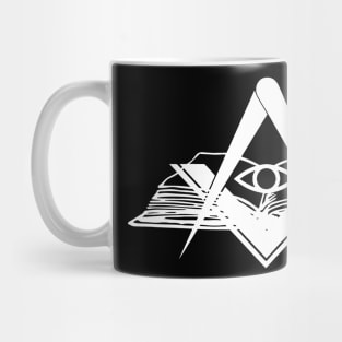 Masonic compasses with book and all-seeing eye white design Mug